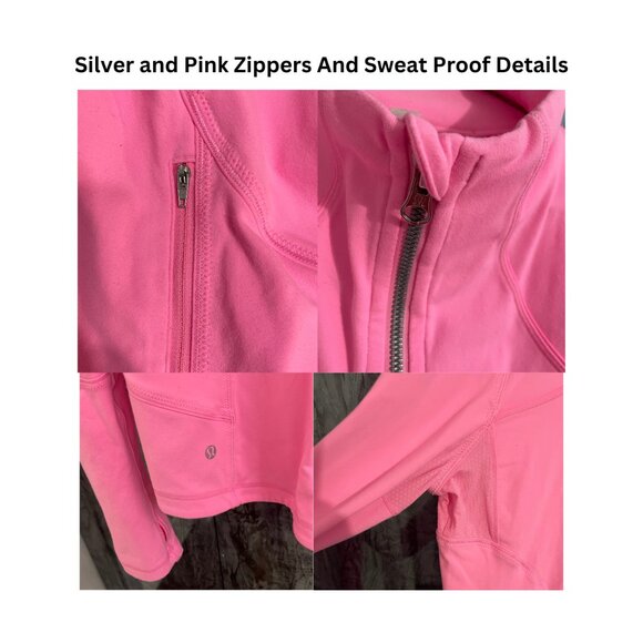 Lululemon Athletica Define Zip Up Jacket Neon Bubble Gum Pink Long Sleeves - Picture 3 of 5